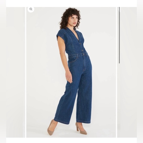 Etica Celestine Wide Leg Denim Jumpsuit in a Dark Wash Size L - Picture 2 of 11